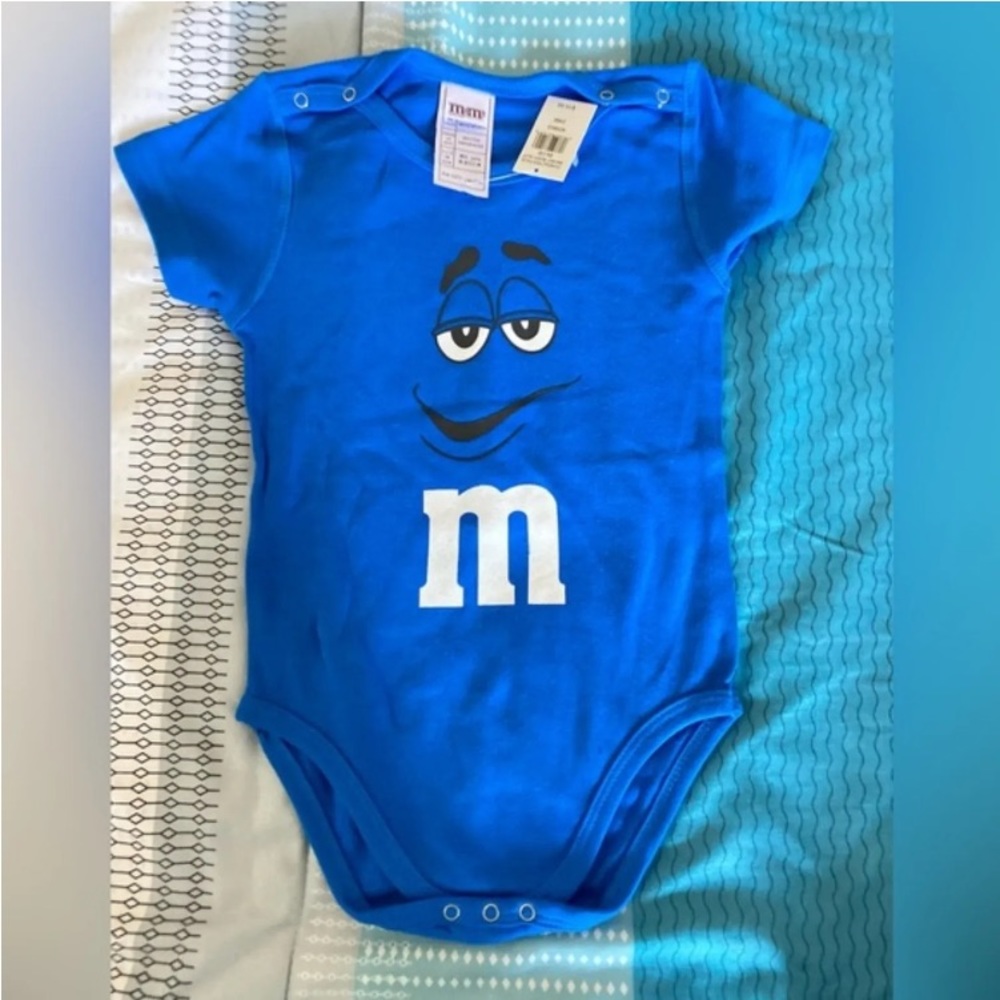 M & M Blue One Piece Body Suit - 24 mos